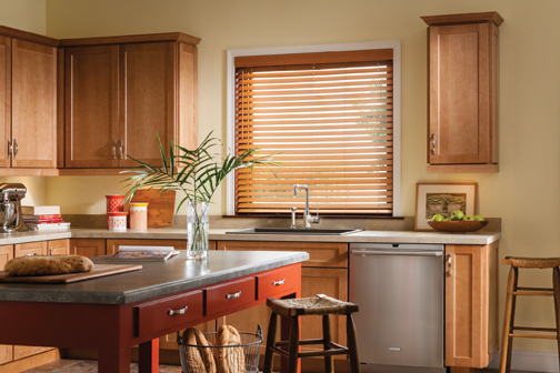 stained wood blinds